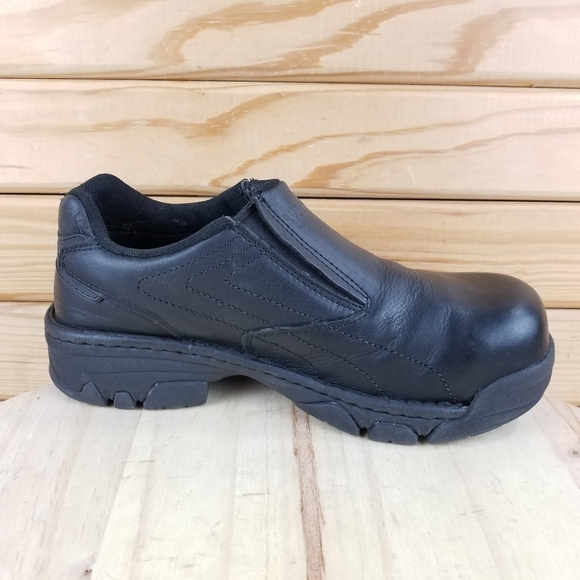 Wolverine Women's Black Leather Safety Steel Toe Shoes Loafers Slip-on W02673 - Picture 6 of 13